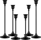Metal Candle Holders for Candlesticks Taper Candlestick Holders Set Vintage Decorative Centerpiece Candelabra Tall Candle Stands (Matt Black, 2 Sets (6 pcs))