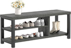 EXCEFUR Industrial Entryway Bench, Rustic Indoor Shoe Boot Storage Bench Seat for Living Room, Grey