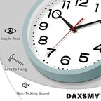 Wall Clock Silent Non-Ticking Modern Clock Battery Operated10 Inch Small Classic Analog Decorative for Kitchen, Bathroom, Office, Bedroom, Home(Blue Gray)