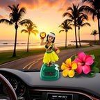 Solar Powered Hula Girl Dancing Figures Decoration, Swinging Hawaiian Girl Doll Car Dashboard Ornaments for Car Interior Home Party Decor Learning Portable