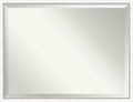Amanti Art White Wall Mirror 32x42 Morgan White Silver Rectangle Bathroom Mirror for Wall Decor Living Room, X-Large Modern Wood Frame, Hangs Horizonally and Vertically, Bathroom Decor, Beveled Edge