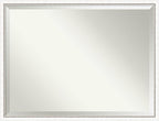 Amanti Art White Wall Mirror 32x42 Morgan White Silver Rectangle Bathroom Mirror for Wall Decor Living Room, X-Large Modern Wood Frame, Hangs Horizonally and Vertically, Bathroom Decor, Beveled Edge