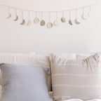 BASE ROOTS Moon Phase Wall Decor, Silver Wall Art for Bedroom, Bohemian and Astrology, Witchy Aesthetic 36" 13 Phases Metal Moon Wall Garland, Celestial Decoration, Gift for Women & Kids