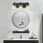 3 Light Bathroom Vanity Light, Matte Black Bathroom Light Fixtures with Clear Glass Shade, Vanity Light Fixtures Over Mirror for Bedroom Living Room,E26