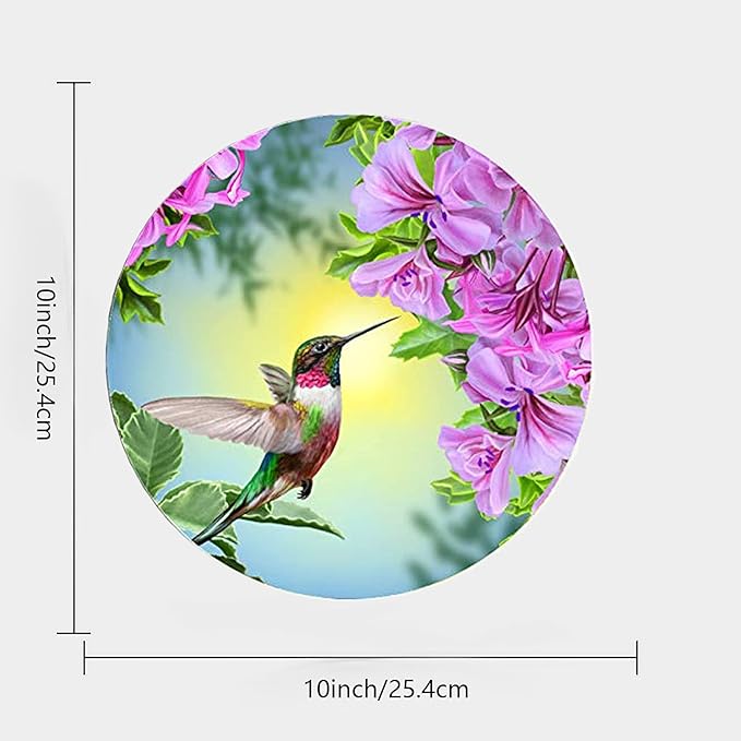 ALALAL Small Bird Hummingbird Pink&Purple Flowers Decorative Plate Decorative Ceramic Plates Home Wobble-Plate with Display Stand Decoration Household Plates Decorative - 10 inch