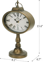 NIKKY HOME Antique Mantel Clock, Gold Retro Desk Clock Silent-Non-Ticking Battery Operated Decorative Desk Table Clock for Home, Office, Living Room, Bed Room