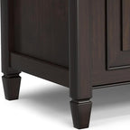 SIMPLIHOME Connaught Storage Bench - 36 inch Wide Solid Wood Small Trunk Bench in Chestnut Brown, Traditional Bench for Entryway with Lift-Up Lid and Dual Hidden Compartments