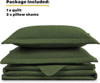 Maple&Stone Quilt Set Queen Size, Lightweight Olive Green Bedspread Ultrasonic Chevron Pattern Light Coverlet for All Season Comforter Bedding Decor - 3 Piece Full Bed Cover Sets
