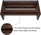 BON AUGURE 40" Storage Bench with Plush Cushion & 2-Tier Organizer, Modern Entryway Ottoman Bench for Hallway, Mudroom, Bedroom (Rustic Oak)