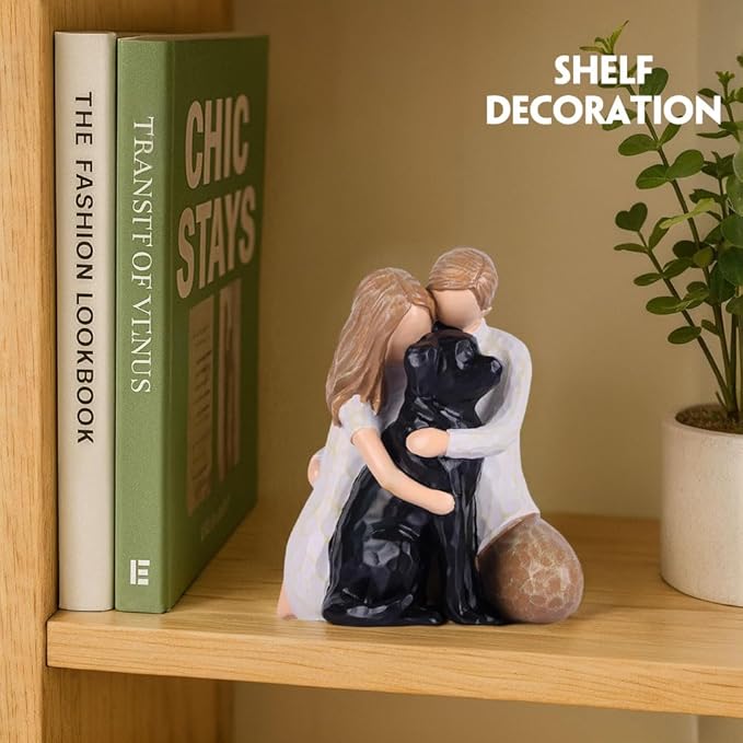 Black Lab Dog Angel Figurine - Hand-Painted Resin Memorial Statue & Keepsake, Dog Lovers Home Decor Gift for Couple, Girlfriend, Wife - Wedding, Christmas & Birthday Present