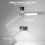 3000 Lm Adjustable LED Half Moon Light with Clamp & Task Lamp - Bright, Dimmable Lighting for Office, Crafts, Nails &Salon, Remote Control (CCT，White)