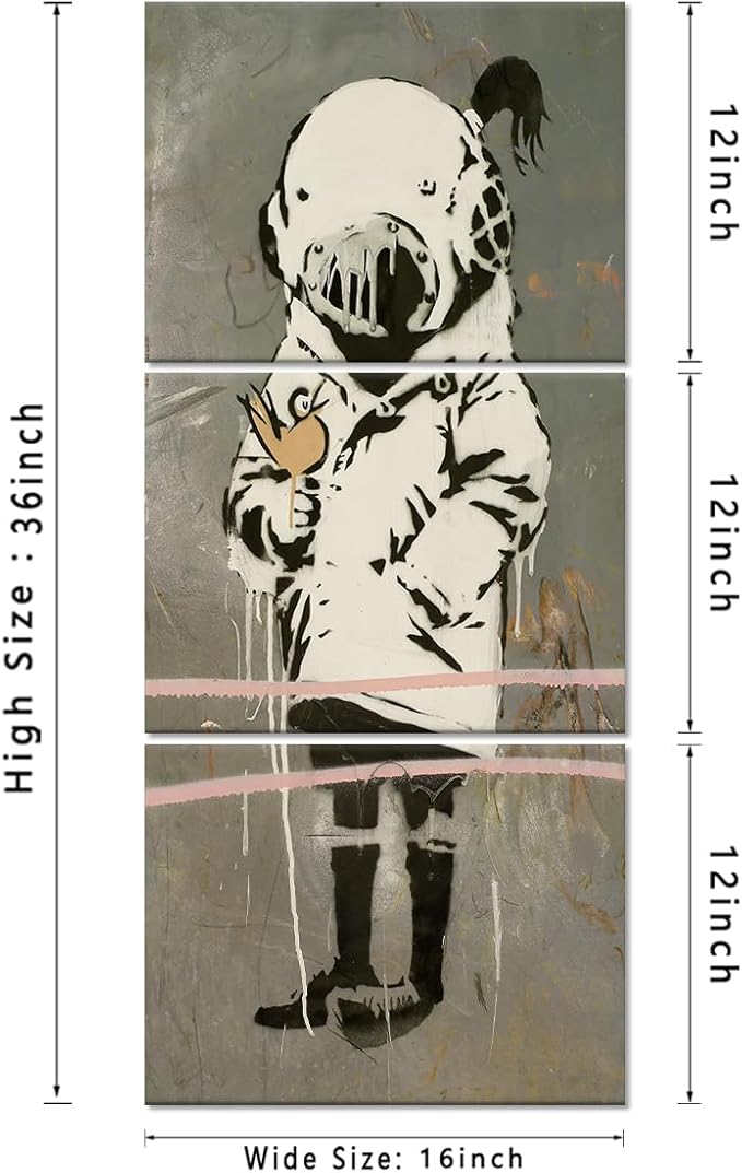 Novatique Graffiti Canvas Wall Art Banksy Wall Art for Living Room Modern Pop Graffiti Poster Abstract Girl Picture Print Home Decor for Office Living Room, 12" x 16" x 3Pcs