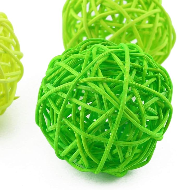 DomeStar 24PCS Green Decorative Balls for Bowl Centerpiece, 2 Inch Rattan Balls St. Patrick's Day Bowl Fillers Decor, Wicker Twig Orbs Spheres, Home Vase Table Decor