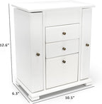 Emfogo Jewelry Box for Women, Rustic Wooden Jewelry Boxes & Organizers with Mirror, 4 Layer Jewelry Organizer Box Display for Rings Earrings Necklaces Bracelets (Weathered White)