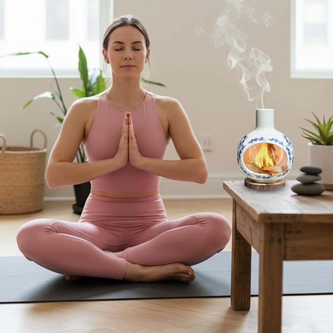 Palo Santo Holder,Ceramic Incense Burner,Sage Holder,Cone Incense Burner,Handcrafted Oriental Mini Chimney, Enhances The Spiritual Power During Meditation, Essential for Yoga and Spiritual Healing