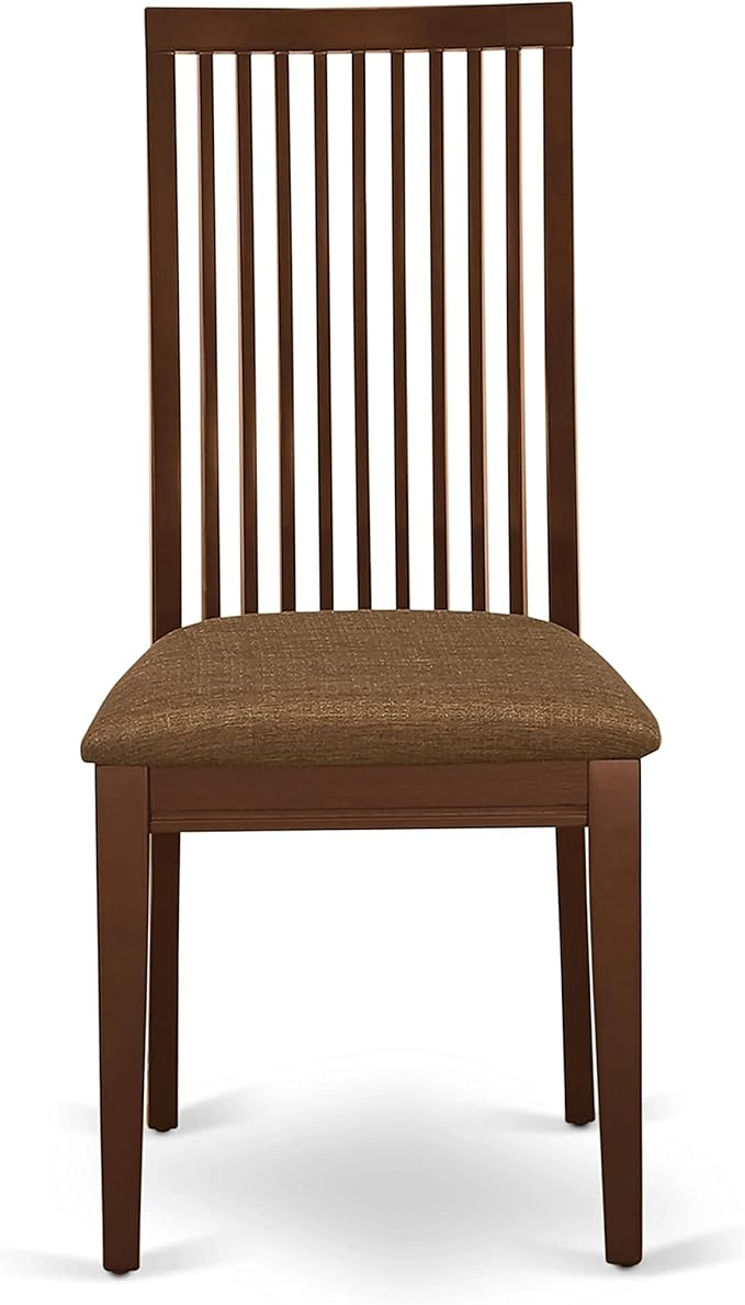 East West Furniture IPC-MAH-C Ipswich Dining Room Chairs - Linen Fabric Upholstered Solid Wood Chairs, Set of 2, Mahogany