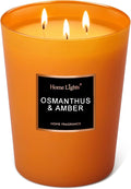 HomeLights Large Jar Candle-33.3 Oz. Natural Soy Aromatherapy Candle | Osmanthus Amber Scent | Up to 130 Hours Burn Time with 3 Cotton Wicks | Home Decorative Fragrance Candle Gift