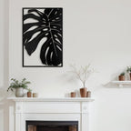 SIGNLEADER Metal Wall Art Decor Monstera Leaf Minimalist Modern Abstract Wall Sculpture Hangings Home Decoration for Living Room, Bedroom, Bathroom, Kitchen, Outdoor - 24" Black