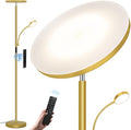 Gold Floor Lamps for Living Room,42W/4200LM Super Bright Floor Lamp with Reading Light,69'' Tall Standing Lamp with Remote & Touch Control, Modern Torchiere Floor Lamp for Bedroom,Office