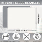 Newwiee 24 Pcs Fleece Throw Blankets Bulk 50'' x 60'' Oeko-tex Standard 100 Certified Spring Outdoor Wedding Guest Blankets Lightweight for Sleepover Donation Lap Pet Sofa Home (White/Gray)