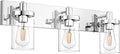 Aipsun Chrome Vanity Light for Bathroom 3 Light Farmhouse Bathroom Lights Fixtures Over Mirror with Clear Glass Shade(Exclude Bulb)