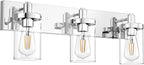 Aipsun Chrome Vanity Light for Bathroom 3 Light Farmhouse Bathroom Lights Fixtures Over Mirror with Clear Glass Shade(Exclude Bulb)
