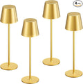 Kakanuo Cordless Table Lamp Rechargeable Gold - KK 4 Pack Battery Operated Lamp for Dining Table, 3 Color Stepless Dimming Waterproof LED Wireless Lamp for Counter, Outdoor Patio, Touch Control