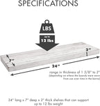 Urban Legacy Reclaimed Barnwood Planks | Floating Shelves for Wall w/Flush Mount Shelf Bracket Set Included | Set of 2 (White Wash, 24" x 7 "x 2")