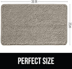 KANGAROO Bathroom Rugs, Chenille Soft Absorbent Bath Rug, Shaggy Shower Mat, Quick Dry Machine Wash Bathmat, Plush Carpet Mats for Tub, Bathtub and Room Home Decor Accessories, 36x24, Beige