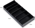 KitchenEdge Bamboo Kitchen Towel and Food-Storage Organizer, Perfect for Kitchen Drawers, Cabinets, Pantry, 5 Adjustable Wall Inserts, Non-Slip Feet, Food-Safe Black Finish
