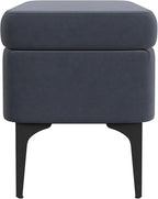 HomePop Upholstered Storage Bench with Metal Leg, 42" W, Blue Velvet