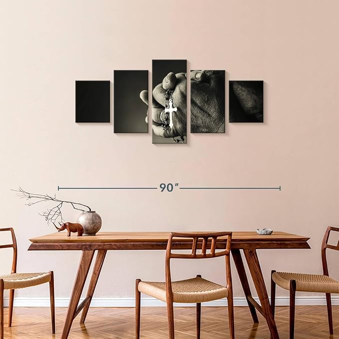 Elephant Stock Christian Prayer Canvas - 5 Panel Pictures Decor - Digital Design Canvas Print - Christian Wall Decor - 74" X 34"
