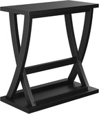 ChooChoo Black End Tables Set of 2, Narrow Side Table with Storage Shelf, Modern X-Design Slim Bedside Tables for Living Room, Bedroom, Small Spaces