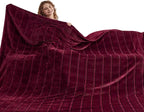 Oversized King Fleece Blanket 120x120 Inches, Seamless Soft Cozy 3D Jacquard Flannel Blanket 10'x10' Extra Large for Bed, Sofa, Couch, Travel & Camping, California King Throw, Burgandy Red