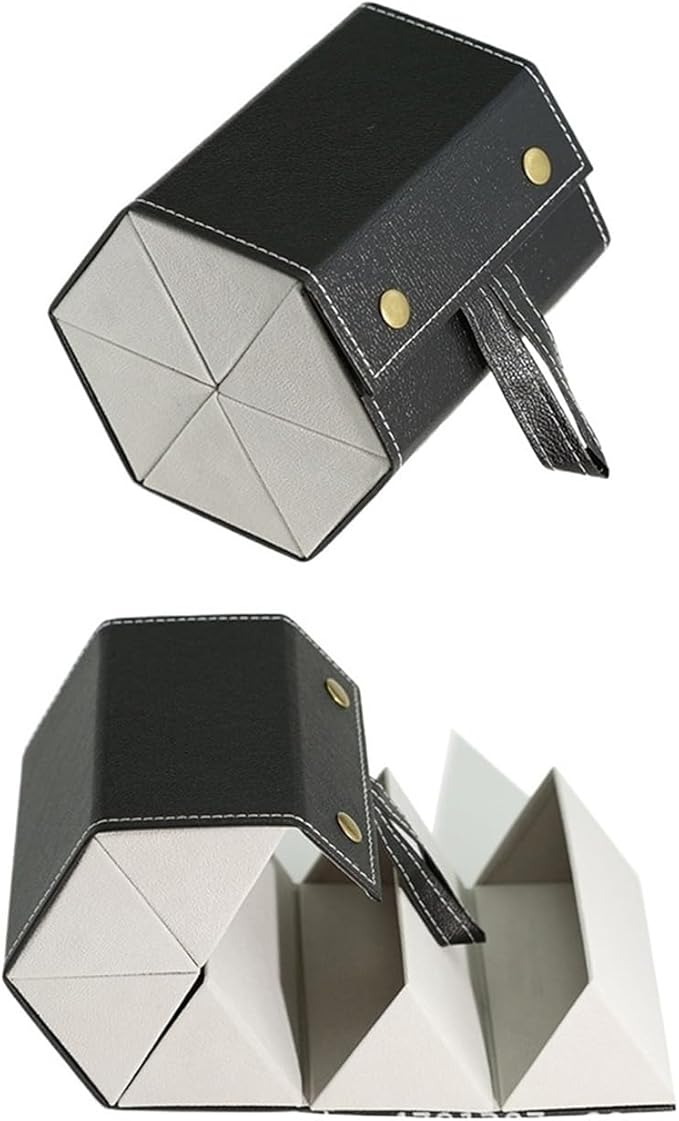 Portable Foldable Glasses Box 3/5 Multi-Slot Eyeglass Storage Display Organizer PU Leather Travel Sunglasses Case(Balck,Medium)