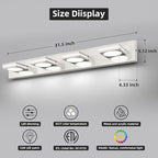 OKELI LED Modern Bathroom Vanity Light Fixtures (4-Light, 30-Inch), Brushed Nickel Acrylic Bathroom Wall Lighting Fixtures Over Mirror, 3CCT, ETL Listed, Dimmable
