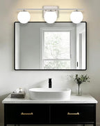New Bathroom Vanity Light Fixtures 3 Lights Brushed Nickel Glass Shade Modern Wall Bar Sconce Over Mirror