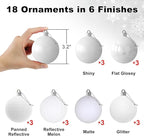 White 3.2" Large Christmas Balls - Christmas Tree Decoration Ornaments Shatterproof Hanging Balls for Birthday Halloween Holiday Wedding Decorations Set of 18pcs
