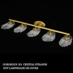 5-Light Vanity Light, Crystal Gold Vanity Lights Over Mirror, Gold Bathroom Light Fixtures