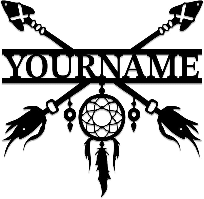 Personalized Dream Catcher Metal Wall Art - Custom Name Iron Sign for Home Decor, 8-30 Inch Black (Style I)