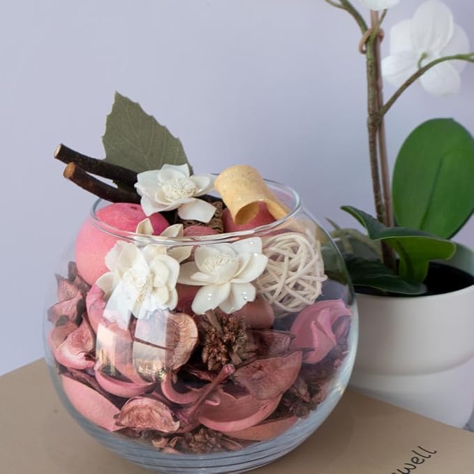 Qingbei Rina Valentines Potpourri Bags, Eucalyptus Scented Potpourri Bowl Filler Dried Flower,Pink Decorative Vase Filler, Home Fragrance Petal,Bathroom Decor, 10oz