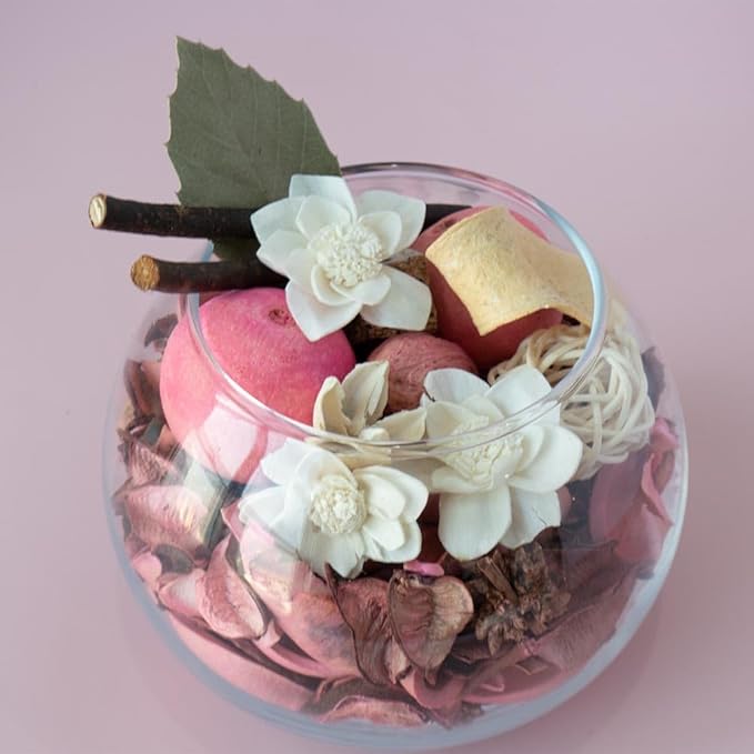 Qingbei Rina Valentines Potpourri Bags, Eucalyptus Scented Potpourri Bowl Filler Dried Flower,Pink Decorative Vase Filler, Home Fragrance Petal,Bathroom Decor, 10oz