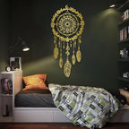 Maclou Metal Dream Catcher Wall Decor, Metal Feather Wall Art, Boho Dream Catcher Wall Decor for Living Room, Bedroom, Girls Room (Black,59x28 inch / 150x70 cm)