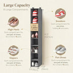 Lifewit 8 Tier Shoe Hanging Organizer for Closet, Folding Fabric Shoes Storage with Two Sturdy Hangers, Hanging Shoe Organizers for Shelves, Wardrode, Dorm, 11.8" L X 5.9" W X 41.3" H, Gray