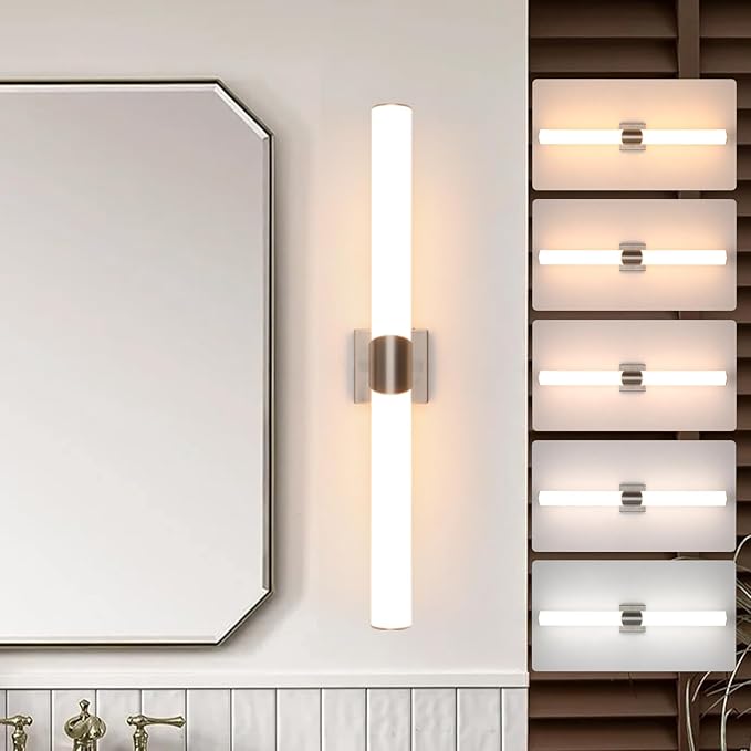 Modern Wall Sconce 30.4 Inch Brushed Nickel Bathroom Sconces Led Wall Lights with Acrylic Shade Hardwired Long Vanity Lighting Fixtures Over Mirror for Bedroom Living Room Hallway