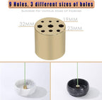 Incense Holder, Incense Burner ash Catcher with Brass 9 Holes Incense Stick Holder for Home Decor Yoga Spa Madiation (Natural Black Marble) Birthday Gifts for Women