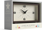JONES CLOCKS® 'Odeon' Desk Clock | Modern Rectangular Design in Brown, Stylish Retro Look for Shelf, Table, Mantel or Bedside