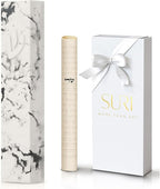 SURI Mezuzah with Printed Scroll for Door – 4 Inch Marble Off White Concrete Mezuzah Cover, Self-Stick Adhesive, Fits a 3 Inch Mezuza Scroll, Gift Box Included