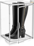2 Pcs XX-Large Acrylic Shoe Display Case, 15.3'' x 9.8'' x 11.4'' Boot Boxes for Tall Boots Size 15 Sneaker Case Super Large Storage Boxes for Boots, Handbag, Collectibles, Books, Cosmetic