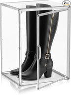2 Pcs XX-Large Acrylic Shoe Display Case, 15.3'' x 9.8'' x 11.4'' Boot Boxes for Tall Boots Size 15 Sneaker Case Super Large Storage Boxes for Boots, Handbag, Collectibles, Books, Cosmetic